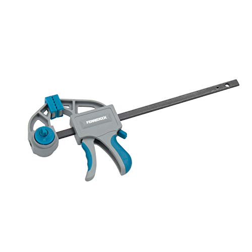 Ferrestock FSKSAM005 Set 2 sargentos de apriete monomanual con Barra de Acero A3, Mangos ergonómicos, desbloqueo rápido y fáciles de convertir en Extensores