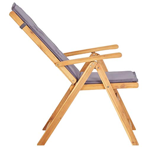 Festnight Sillas de Jardín Reclinables 2 uds Sillas Exterior Terraza Madera Acacia Maciza Puede Reclinarse en 5 Posiciones Marrón 57 x 69 x 111 cm
