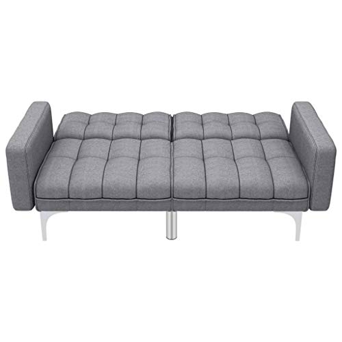 Festnight Sofá Cama de Tela Sofá Cama con Sofá Cama Reclinable 2 Cojines Sofá de Salón Gris Claro