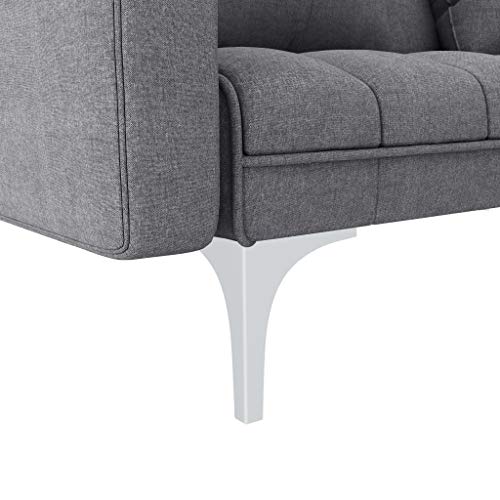Festnight Sofá Cama de Tela Sofá Cama con Sofá Cama Reclinable 2 Cojines Sofá de Salón Gris Claro