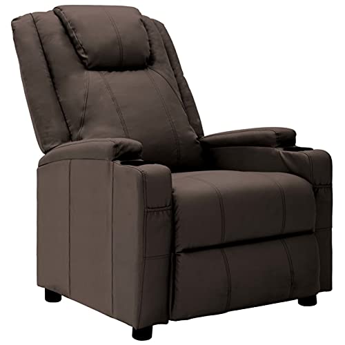 Festnjght Sillón Reclinable Eléctrico Tela Marrón, Sillón Relax con Reposapiés, Sistema de Apertura Push, Compacto, Butaca Salón Reclinable