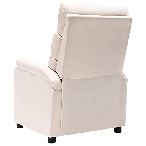 Festnjght Sillón Reclinable Tela Crema, Sillón Relax con Reposapiés, Sistema de Apertura Push, Compacto, Butaca Salón Reclinable hasta 160º