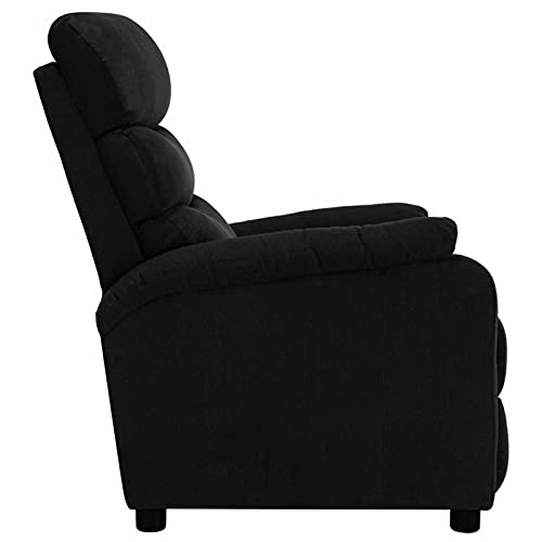 Festnjght Sillón Reclinable Tela Negro, Sillón Relax con Reposapiés, Sistema de Apertura Push, Compacto, Butaca Salón Reclinable