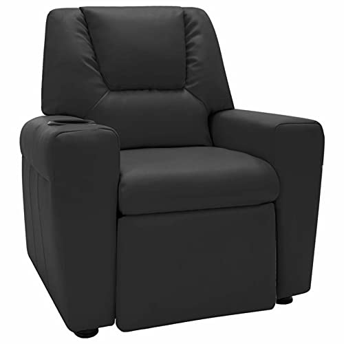 Festnjght Sillón Reclinable Tela Negro, Sillón Relax con Reposapiés, Sistema de Apertura Push, Compacto, Butaca Salón Reclinable hasta 160º