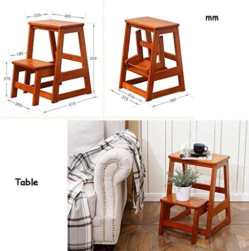 FFYN Escalera de Mano transformable Taburete Plegable de 2 escalones/Escalera/Madera Escalera Taburete de Escalera mecánica Silla de Paso extendida Uso intensivo Servicio Pesado Máx