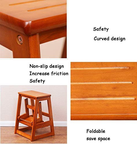 FFYN Escalera de Mano transformable Taburete Plegable de 2 escalones/Escalera/Madera Escalera Taburete de Escalera mecánica Silla de Paso extendida Uso intensivo Servicio Pesado Máx