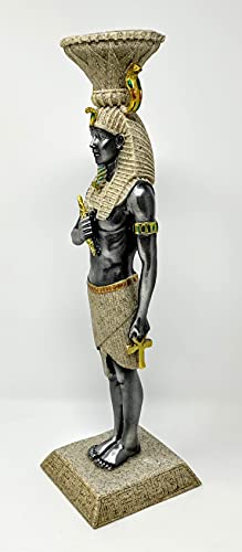 Figura de Ramases egipcios de pie, color gris, dorado, 30 cm de alto, JR-1542