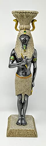 Figura de Ramases egipcios de pie, color gris, dorado, 30 cm de alto, JR-1542