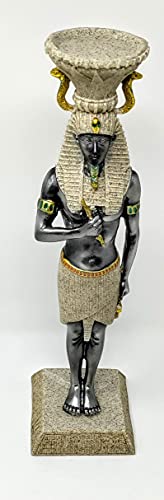 Figura de Ramases egipcios de pie, color gris, dorado, 30 cm de alto, JR-1542