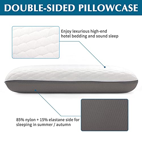 Findigit Almohadas Viscoelastica para cama, Almohada de espuma viscoelástica de doble cara, Almohada Cervica, Almohada ortopédica, Funda de almohada de nailon para verano con Funda de Almohada Lavable