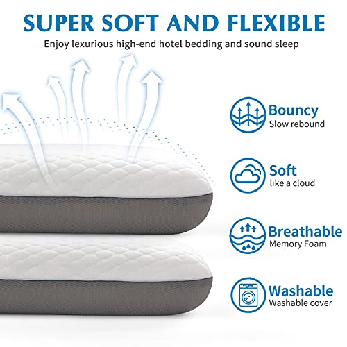 Findigit Almohadas Viscoelastica para cama, Almohada de espuma viscoelástica de doble cara, Almohada Cervica, Almohada ortopédica, Funda de almohada de nailon para verano con Funda de Almohada Lavable