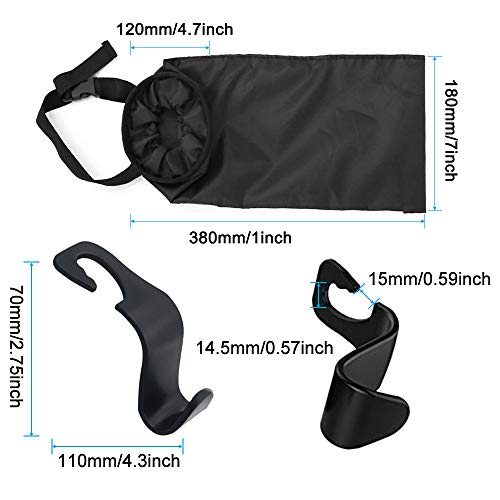FineGood 2 de basura pack de coches Bolsas con reposacabezas del asiento trasero de ganchos, colgantes del asiento trasero de bolsas de basura para el coche