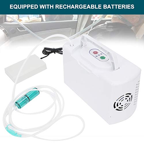 Fishlor Concentrador de oxígeno 3L, generador de oxígeno ABS con 2 baterías, generador portátil de oxígeno para el hogar Habitaciones itinerantes para Autos purifica el Aire(UE 220V)
