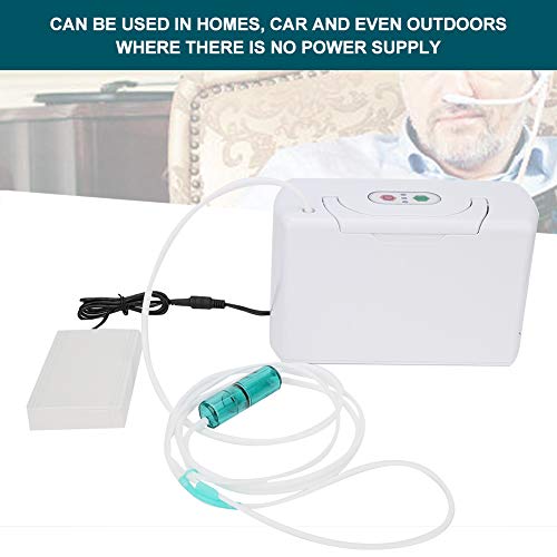 Fishlor Concentrador de oxígeno 3L, generador de oxígeno ABS con 2 baterías, generador portátil de oxígeno para el hogar Habitaciones itinerantes para Autos purifica el Aire(UE 220V)