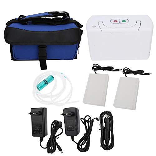 Fishlor Concentrador de oxígeno 3L, generador de oxígeno ABS con 2 baterías, generador portátil de oxígeno para el hogar Habitaciones itinerantes para Autos purifica el Aire(UE 220V)