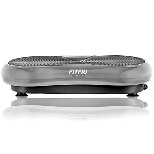 FITFIU Fitness PV-100 - Plataforma Vibratoria Oscilante, con movimiento en 2 planos, 400 W, 99 velocidades, 9 programas predeterminados, 2 cuerdas elásticas, mando, peso máx 150 kg, color Gris