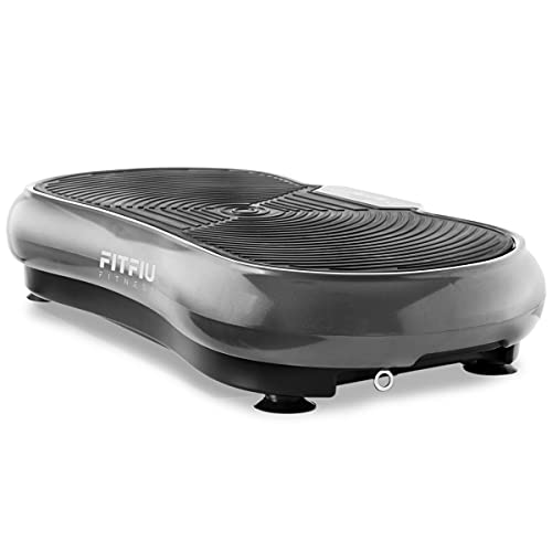 FITFIU Fitness PV-100 - Plataforma Vibratoria Oscilante, con movimiento en 2 planos, 400 W, 99 velocidades, 9 programas predeterminados, 2 cuerdas elásticas, mando, peso máx 150 kg, color Gris