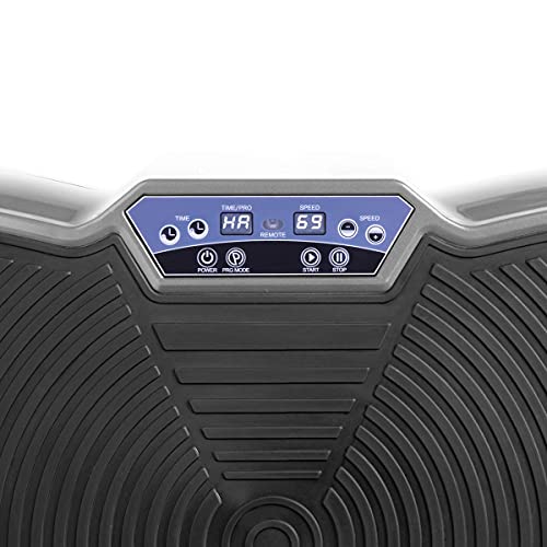 FITFIU Fitness PV-100 - Plataforma Vibratoria Oscilante, con movimiento en 2 planos, 400 W, 99 velocidades, 9 programas predeterminados, 2 cuerdas elásticas, mando, peso máx 150 kg, color Gris