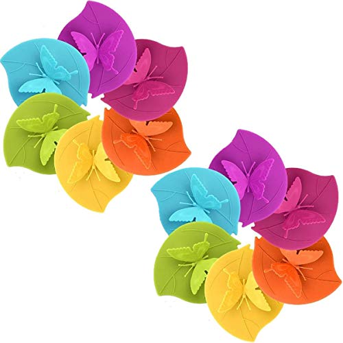 Fiyuer Tapa Taza Silicona 12 Pcs Tapas de la Taza de la Bebida del silicón Mariposas Tapa de Copa para Tazas de Café y té