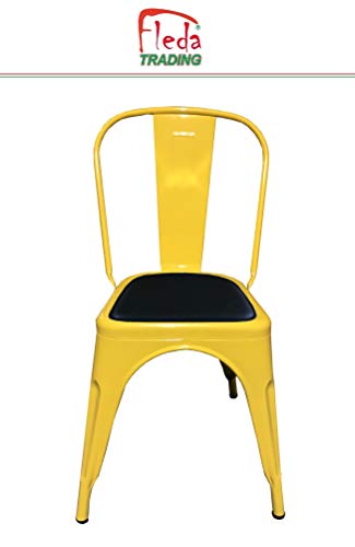 Fleda TRADING Sillas de Metal de Estilo Industrial Paquete DE 2 Piezas con cojín Tolix Design Amarillo