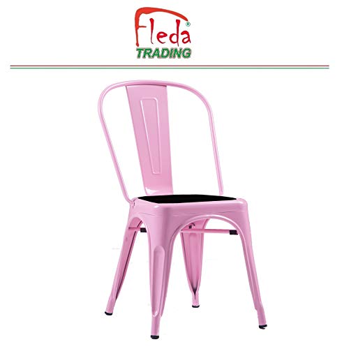 Fleda TRADING Sillas de Metal de Estilo Industrial Paquete DE 2 Piezas con cojín Tolix Design Rosa