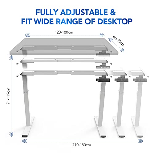 FLEXISPOT E2W Escritorio de Pie Ajustable en Altura Eléctrica Standing Desk Mesa Ordenador Gaming Elevable de Acero Sólido con Teclado de Memoria Automática Inteligente con 2 Motor(Blanco,2 Etapas)