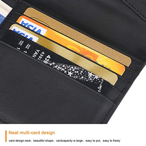 flintronic Fundas Pasaporte Piel, Bloqueo RFID Cartera de Piel de Pasaporte, Hombre/Mujeres Passport Holder con 4 Ranuras para Tarjetas, Porta Pasaporte para Tarjeta de Crédito y Billete - Negro