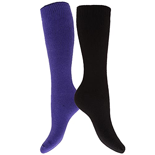 Floso- Calcetines de invierno térmicos para botas de agua para mujer (2 pares) (EUR 37-41) (Gris/Negro)