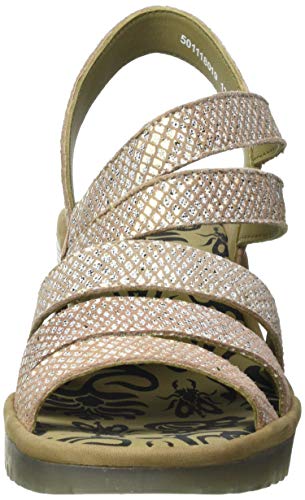 Fly London Woze118fly, Sandalia Mujer, Bronceado y Dorado, 38 EU