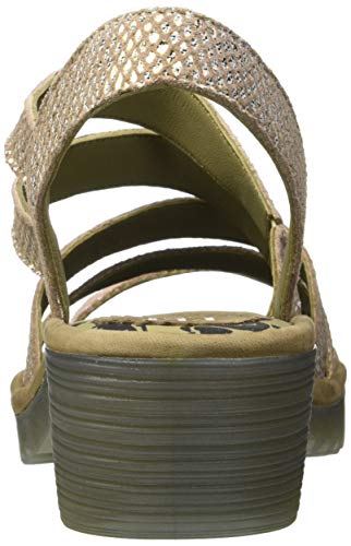 Fly London Woze118fly, Sandalia Mujer, Bronceado y Dorado, 38 EU
