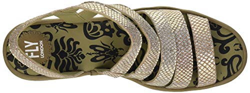 Fly London Woze118fly, Sandalia Mujer, Bronceado y Dorado, 38 EU