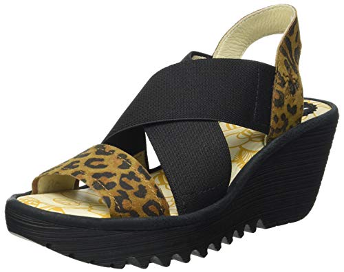 Fly London Yaji888fly, Sandalia Mujer, Bronceado Negro, 40 EU