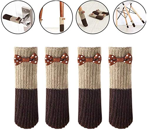 FLZONE Calcetines Antideslizantes para Silla, 24 Piezas de Tela de Algodón Antideslizante Elástica Muebles para Pies Calcetines de Piso para Protección de Decoración Cubiertas de Tapas Set