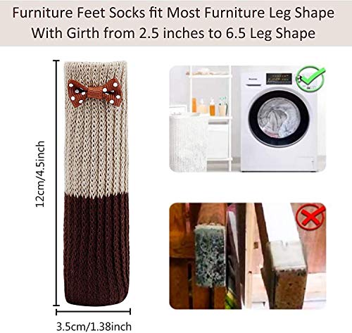 FLZONE Calcetines Antideslizantes para Silla, 24 Piezas de Tela de Algodón Antideslizante Elástica Muebles para Pies Calcetines de Piso para Protección de Decoración Cubiertas de Tapas Set