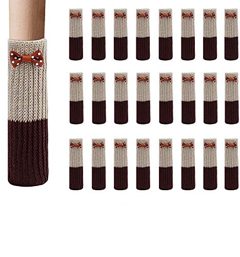 FLZONE Calcetines Antideslizantes para Silla, 24 Piezas de Tela de Algodón Antideslizante Elástica Muebles para Pies Calcetines de Piso para Protección de Decoración Cubiertas de Tapas Set