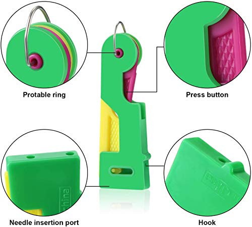 FLZONE Dispositivo de Hilo de Aguja,6 Piezas Enhebrador de Aguja Automático con 30 PCS Agujas de Coser para Proyectos de Manualidades de Costura