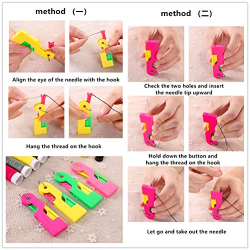 FLZONE Dispositivo de Hilo de Aguja,6 Piezas Enhebrador de Aguja Automático con 30 PCS Agujas de Coser para Proyectos de Manualidades de Costura
