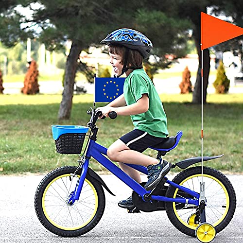Fmlkic Banderín de Bicicleta, 2 Piezas Bandera de Seguridad para Bicicletas, Varilla De Fibra De Vidrio con Banderín Rojo, Seguridad Bandera para Ciclismo al Aire Libre para Niños