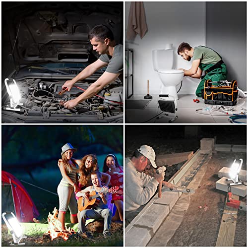Foco de Trabajo LED 100W,10000LM Focos LED Portátil con 5M Cable, Impermeable Trabajo LED Proyector para Uso en Interiores y Exteriores,6000K Luz Blanca, para Obra/Taller/Garaje/Camping