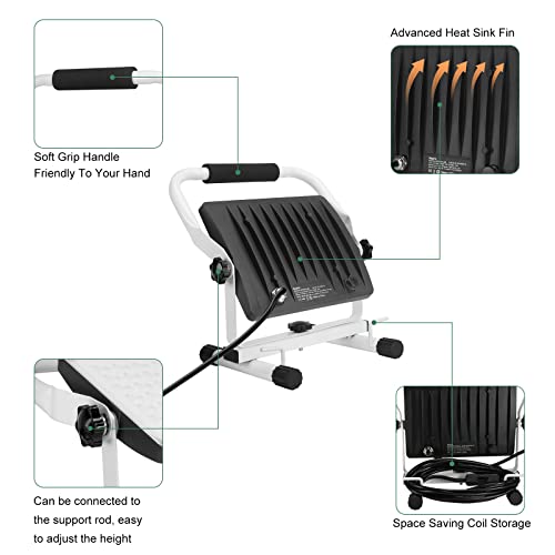 Foco de Trabajo LED 100W,10000LM Focos LED Portátil con 5M Cable, Impermeable Trabajo LED Proyector para Uso en Interiores y Exteriores,6000K Luz Blanca, para Obra/Taller/Garaje/Camping