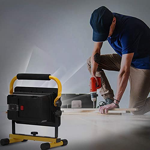 Foco de Trabajo LED 60W，Eletorot Trabajo LED Recargable 20800mAh, Foco Led Recargable Portátil Recargable USB Plegable para Jardín, Taller, Garaje, Camping, Obra-Amarillo