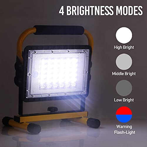 Foco de Trabajo LED 60W，Eletorot Trabajo LED Recargable 20800mAh, Foco Led Recargable Portátil Recargable USB Plegable para Jardín, Taller, Garaje, Camping, Obra-Amarillo