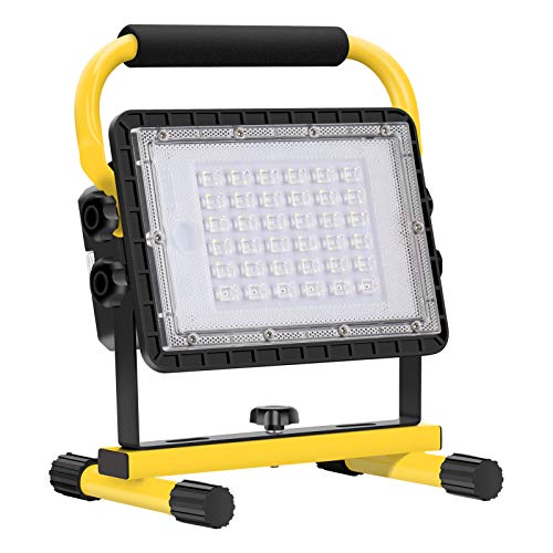 Foco de Trabajo LED 60W，Eletorot Trabajo LED Recargable 20800mAh, Foco Led Recargable Portátil Recargable USB Plegable para Jardín, Taller, Garaje, Camping, Obra-Amarillo
