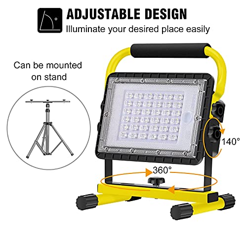 Foco de Trabajo LED 60W，Eletorot Trabajo LED Recargable 20800mAh, Foco Led Recargable Portátil Recargable USB Plegable para Jardín, Taller, Garaje, Camping, Obra-Amarillo
