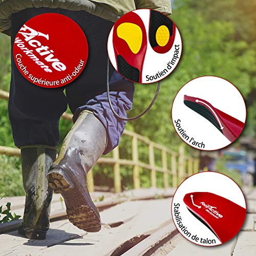 FootActive Workmate - Plantillas para trabajar con la mejor suela absorbente y cómoda para pies durante todo el día, Rojo (rojo), 36/38 EU