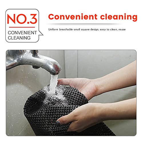 Foraco Alfombrilla antideslizante,base de alfombra antideslizante de usos múltiples,alfombrilla de goma impermeable,revestimiento para cajones de estantes que se puede cortar a cualquier tamaño(Negro)