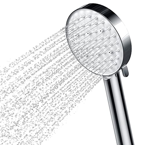 FOZHUATR Alcachofa de ducha con efecto lluvia, tamaño grande (120 mm de diámetro, ahorro de agua, alta presión, 3 tipos de chorro)