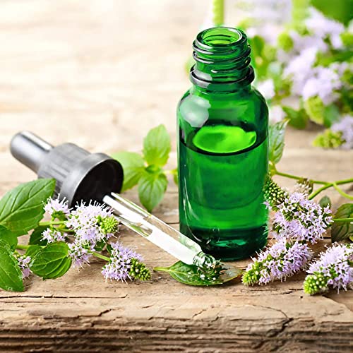 Frasco gotero de vidrio,Frasco de pipeta 30ml Frasco de vidrio vacío para aceites esenciales -Paquete de 6 (verde + marrón)