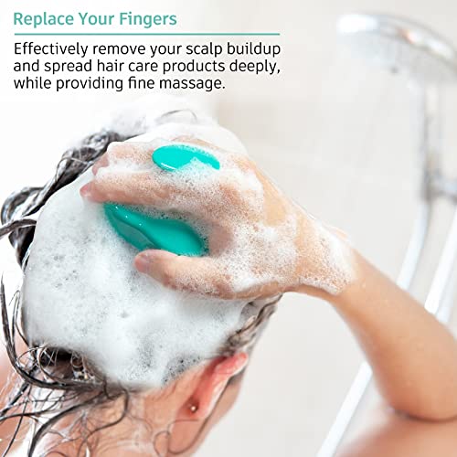 FReatech Masajeador Cuero Cabelludo [Mojado & Seco], Cepillo Pelo de Silicona para Champú y Masaje Cabeza, Limpieza Profunda y Cuidado, Exfoliación Suave y Estimula Crecimiento del Cabello, Verde