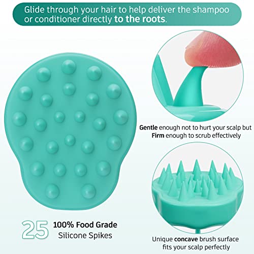 FReatech Masajeador Cuero Cabelludo [Mojado & Seco], Cepillo Pelo de Silicona para Champú y Masaje Cabeza, Limpieza Profunda y Cuidado, Exfoliación Suave y Estimula Crecimiento del Cabello, Verde